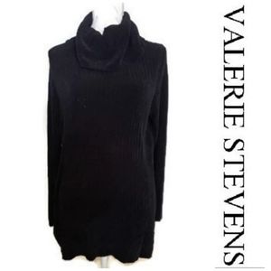 VALERIE STEVENS lightweight black cowl neck 100% Ryon size large womens sweater